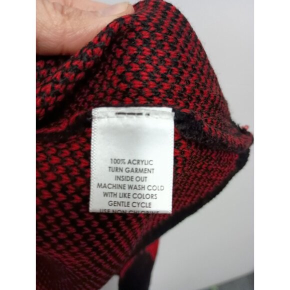 ND New Directions Womens Long Line Cardigan Large Red Black Floral Sweater - Picture 5 of 7